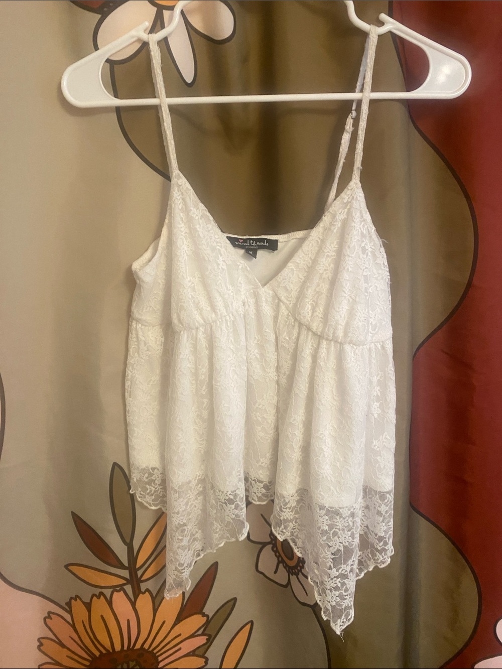 MIXED THREADS laced handkerchief tank top